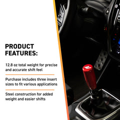 Mishimoto shift knob installed in car interior demonstrating improved shifting comfort