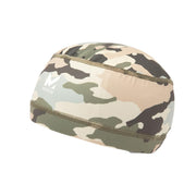 MISSION cooling helmet liner front view showing safari camo and compact fit benefit