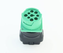 MITOB closeup of green j1939 female pins ensuring correct device fit