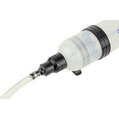 Mityvac dual‑seal piston closeup demonstrating strong suction and efficient fluid removal