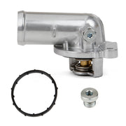 MITZONE front view of thermostat housing showing mounting flanges and ports, durable replacement