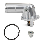 MITZONE front view of aluminum thermostat housing showing precise ports and durable finish