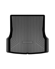 Mixsuper front view cargo liner fitted in Tesla Model S showing neat coverage and protection