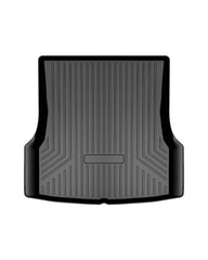 Mixsuper front view cargo liner fitted in Tesla Model S showing neat coverage and protection