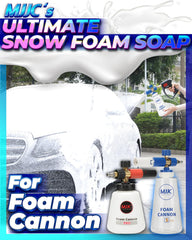 MJJC foam being sprayed from a foam cannon producing thick suds for gentle cleaning