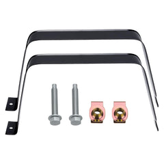 MK-Morzon front view of fuel tank strap kit showing included parts and fitment