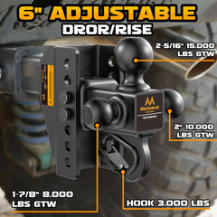 Mmtowus detail of 1-7/8, 2, and 2-5/16 balls showing size options benefit fit different trailers