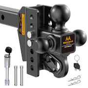 Mmtowus front view of tri-ball mount showing all three balls and receiver fit benefits