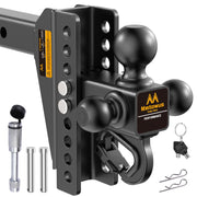 Mmtowus front view showing all three tow balls and receiver fit for versatile towing