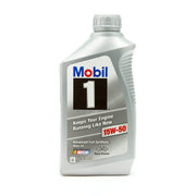 Mobil 1 15W-50 quart front label showing product and clear protection benefits