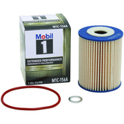 Mobil 1 front view of M1C-156A oil filter showing compact design and durability