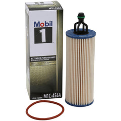 Mobil 1 front view of packaged two-pack showing product and benefit: extended protection
