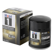 Mobil canister front view showing black steel body and branding, ensures proper fit