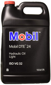 Mobil DTE 24 front label on one‑gallon container showing product identity and benefits