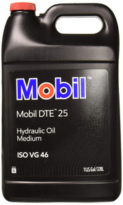 Mobil DTE 25 front packaging showing one-gallon container and product identity, aiding correct purchase