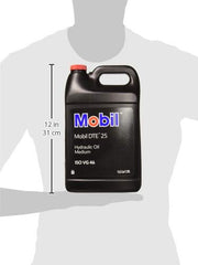 Mobil DTE 25 being added to a hydraulic reservoir, demonstrating correct use and system protection