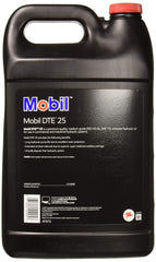 Mobil DTE 25 close-up of pour spout and label for easy identification and safe handling