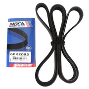 MOCA AUTOPARTS front view of 6PK2095 belt showing full belt for correct part identification