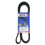 MOCA AUTOPARTS front packaging showing belt and part number, clear identification benefit