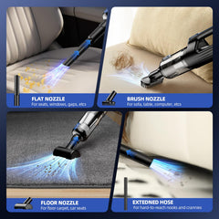 MONOZEL cleaning a car seat demonstrating efficient pet hair and crumb removal benefit