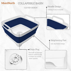 MontNorth folded basin slim profile for space-saving storage