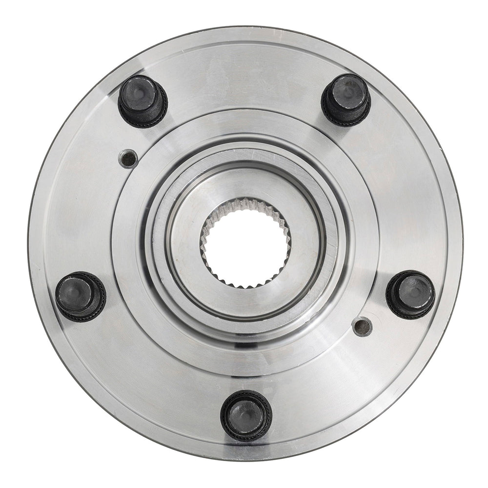 MOOG front hub assembly front view showing clean mounting face and studs for easy installation