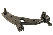 MOOG front right control arm front view showing fitment benefit
