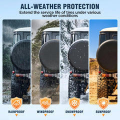 MOONET installed on a Jeep rear spare, providing weather protection