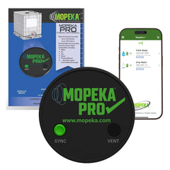 Mopeka Pro Check front view sensor showing sleek housing and easy mount benefit