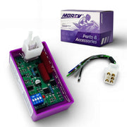 MOREV CDI front view showing connector and compact shape for easy replacement