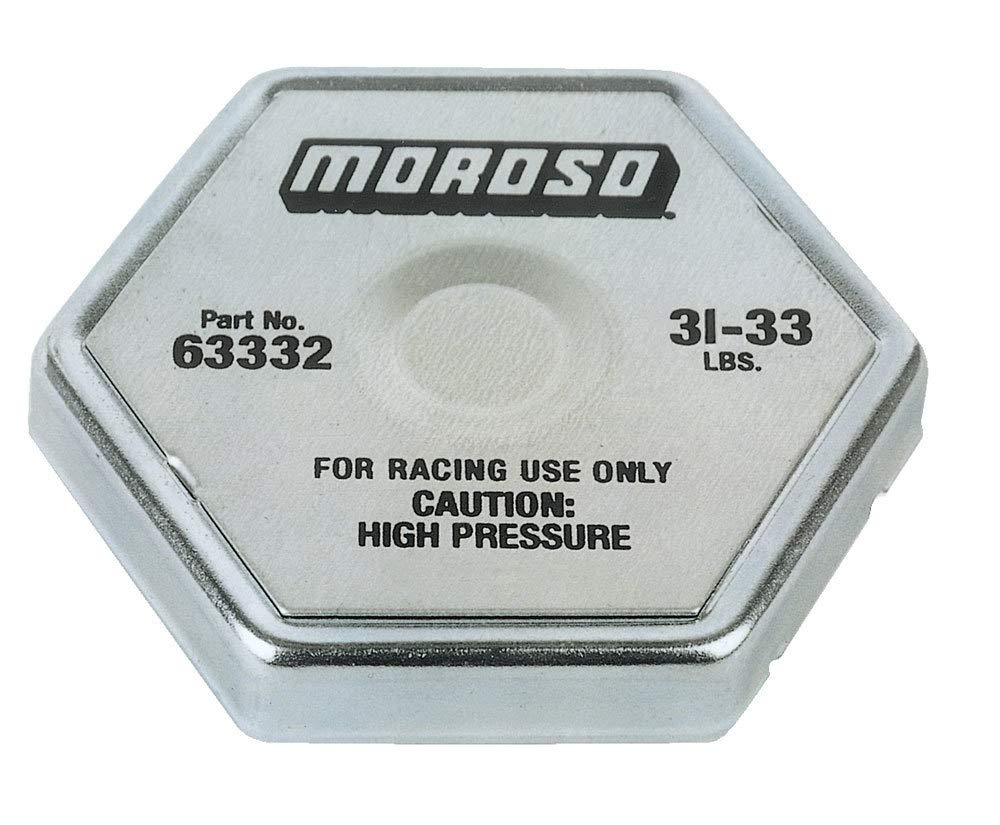 Moroso radiator cap front view showing sealing surface and reliable pressure control
