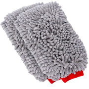 Mothers mitt pair front view showing plush chenille for safe washing