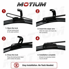 MOTIUM close-up of rubber edge highlighting streak-free benefit