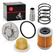 MOTO1988 front pack showing complete oil service kit and clear contents for quick servicing