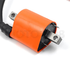 MOTO1988 ignition coil detail highlighting coil housing and terminals for dependable spark output