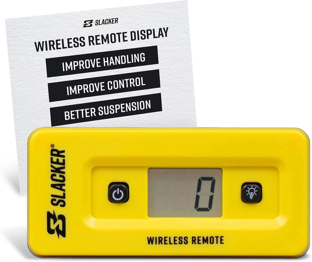 Motool Slacker front view showing compact yellow housing and clear LCD for immediate readings