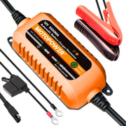 MOTOPOWER front view showing orange housing and compact design for easy storage