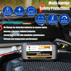 MOTOPOWER ring terminal harness with fuse providing secure permanent battery hookup