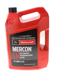 Motorcraft XT105Q3LV front bottle showing Mercon-LV label and clear identification benefit