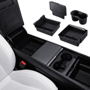 Motrobe front view center console assembled showing clean organized storage benefit