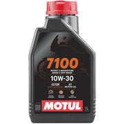 Motul 7100 front label showing 10W-30 benefits and specifications
