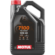 Motul 7100 4T 4L front label showing product and benefits