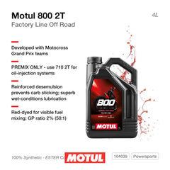 Motul 800-2T being poured into a fuel container to premix for clean protection