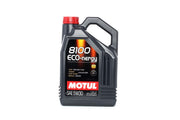 Motul 8100 ECO-nergy bottle front label showing specifications and volume for easy identification