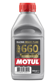 Motul RBF 660 front bottle label showing product identity and benefits