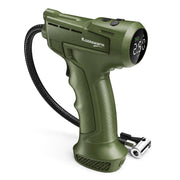 MR.HAIL front view showing compact cordless inflator and controls, convenient storage benefit