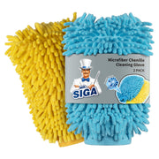 MR.SIGA front view of two chenille mitts shows color and packaging benefits