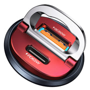 MRGLAS front view of car charger showing ports and compact profile, fast charging