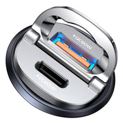 MRGLAS front view of dual‑port charger showing compact design and fast charging