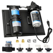 MRGVFLO front view of pump and tank showing compact durable design and quiet benefit